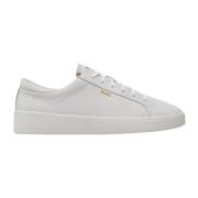 Witte leren sneakers met logo Hugo Boss , White , Heren