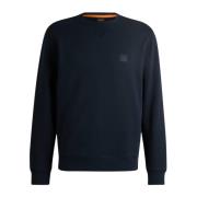 Blauwe Casual Sweater Franse Terry Logo Hugo Boss , Blue , Heren