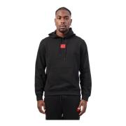 Zwarte French Terry hoodie met rode logopatch Hugo Boss , Black , Here...