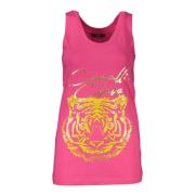 Elegante roze katoenen tanktop met logoprint Cavalli Class , Pink , Da...