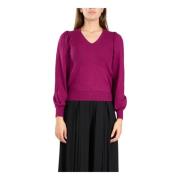 Stretch Viscose Trui Twinset , Purple , Dames