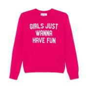 Fuchsia Gebreide Crew Neck Sweater MC2 Saint Barth , Pink , Dames