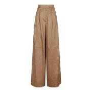 Kameel Wijde Pijp Broek Max Mara , Brown , Dames