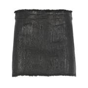 Zwarte Katoenen Minirok met Vernietigde Details Rick Owens , Black , D...