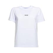 Klassiek Wit Katoenen T-shirt met Zwart Logo Print Msgm , White , Dame...