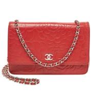 Pre-owned Leather wallets Chanel Vintage , Red , Dames