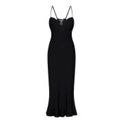 Zwarte Uitlopende Midi Jurk Aw24 Nensi Dojaka , Black , Dames