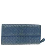 Pre-owned Leather wallets Bottega Veneta Vintage , Blue , Dames