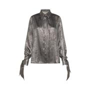 Zilveren blouse met sjaaldetail Momoni , Gray , Dames