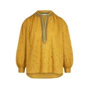 Gilda Matrioshka Blouse met Tunesische kraag Mare Di Latte , Yellow , ...