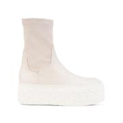 Chunky Sheepskin Enkellaarzen in Krijt AGL , Beige , Dames