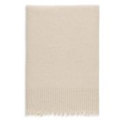 Beige Kasjmier Sjaal met Geribbelde Randen UMA Wang , Beige , Dames