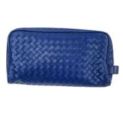 Pre-owned Leather clutches Bottega Veneta Vintage , Blue , Dames