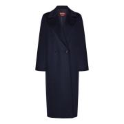 Blauwe Wol Double-Breasted Jas Max Mara , Blue , Dames