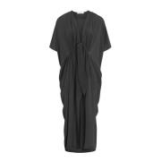 Zijden V-hals Caftan Jurk Mare Di Latte , Black , Dames