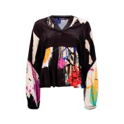 Gedrukte Street Art Blouse Lange Mouw Mes Demoiselles , Multicolor , D...