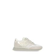 Ivoor Leren Sneakers met Wol Inzet Wushu Ruyi , Beige , Dames