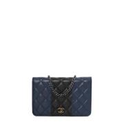 Pre-owned Leather wallets Chanel Vintage , Blue , Dames