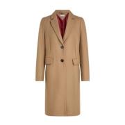 Klassieke Wollen Blend Damesjas Tommy Hilfiger , Brown , Dames