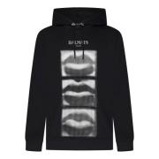 Zwarte Lips Print Hoodie Balmain , Black , Heren