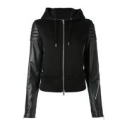 Zwarte Hooded Jas met Lamshuid Inzetstukken Givenchy , Black , Dames