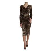 Luipaardprint Wikkel Midi Jurk Dolce & Gabbana , Brown , Dames