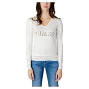 V-Neck Embellished Sweater Guess , White , Dames