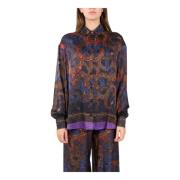 Gedrukte satijnen overhemd met knoopsluiting Just Cavalli , Multicolor...