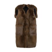 Bruin Leren Jas Max Mara , Brown , Dames