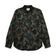 Camouflage Flanellen Shirt met Drukknopen MC2 Saint Barth , Multicolor...