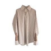 Gestreept Oversized Boyfriend Shirt Claramonte , Brown , Dames