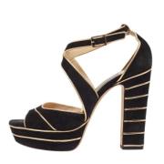 Pre-owned Suede sandals Jimmy Choo Pre-owned , Black , Dames