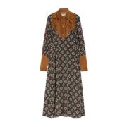 Zijden en Fluweel Jurk Max Mara Weekend , Brown , Dames