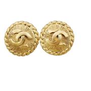 Pre-owned Metal earrings Chanel Vintage , Yellow , Dames