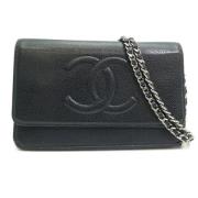 Pre-owned Leather wallets Chanel Vintage , Black , Dames