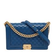 Pre-owned Leather chanel-bags Chanel Vintage , Blue , Dames