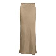 Zijden Lange Rechte Rok Taupe Mes Demoiselles , Brown , Dames