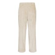 Cropped Corduroy Broek Rechte Pijp Momoni , White , Dames