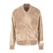 Velour Bomber Jacket Beige Polyester Jeans Hinnominate , Beige , Dames