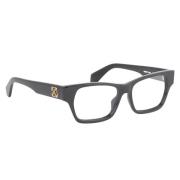 Stijlvolle Bril Zwart Glanzend Frame Off White , Black , Unisex