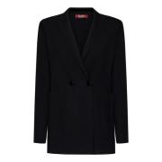 Zwarte Double-Breasted Blazer Buitenkleding Max Mara , Black , Dames