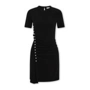 Zwarte Stretch Minijurk met Drukknoopjes Paco Rabanne , Black , Dames