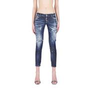 Cool Girl Cropped Paint Splatter Jeans Dsquared2 , Blue , Dames