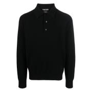 Luxe Cashmere Polo Shirt Tom Ford , Black , Heren