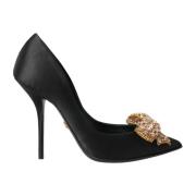 Zwarte Satijnen Strikpumps met Kristallen Dolce & Gabbana , Black , Da...