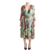 Bloemenprint Midi Wikkeljurk Dolce & Gabbana , Multicolor , Dames