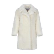 Fluffy Ivory White Afro Coat Marella , Beige , Dames