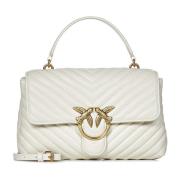 Witte Chevron Gewatteerde Handtas met Logo Pinko , White , Dames