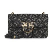 Zwarte Schoudertas met Strass Pinko , Black , Dames