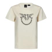 Witte Love Birds T-shirt Pinko , White , Dames